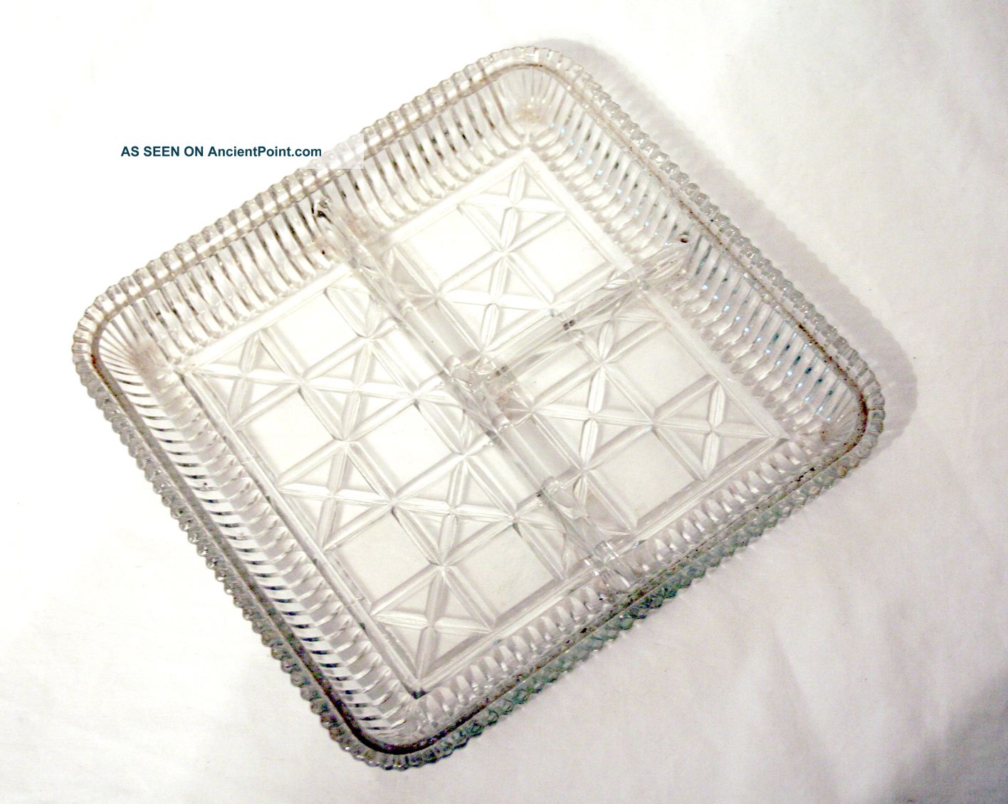 Antique: Square,  Glass Candy Dish - 3 Sections Other photo
