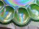Vintage Carnival Glass Lime Green Hobnail15 Oyster / Deviled Egg Plate Plates photo 1