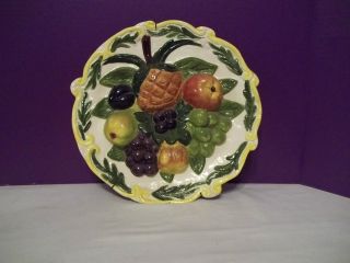 Dynamic Antique 3 - D Plate 12.  5 Inches: Pineapple & Other Fruit; Vibrant Colors photo