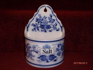 Antique Flow Blue Porcelain Salt Crock Box photo