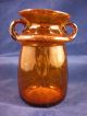 Hand Blown Art Glass Amber Bubble Glass Vase Made Egypt Vases photo 2
