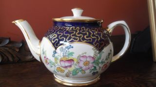 Antique Sadler Teapot,  Cobalt,  Gold & Floral photo
