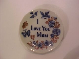 Butter Pat Noritake Pin Dish I Love You Mom 3 1/4 