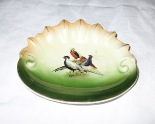 Vintage Pheasant Plate Austria Pottery Plate Vintage Soap Dish Candy Tray Number photo