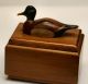 Mallard Duck Figural Lid Artist Signed Hand Carved Wooden Trinket Box Boxes photo 2