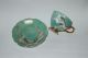 2 Antique Shafford Tea Cup Applied Dragon Hand Painted Japan Yellow & Green Cups & Saucers photo 7