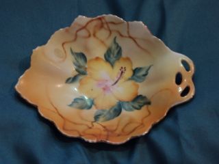 Vintage Hand Painted China Candy Dish Yellow Flower photo
