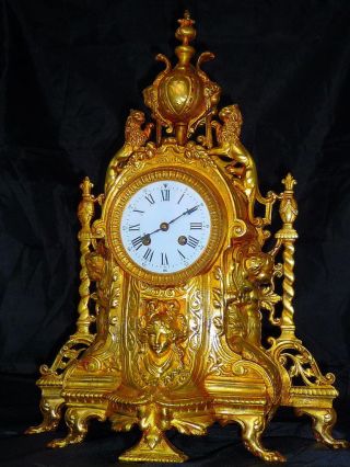 Unique French Bronze Boudoir Mantel Clock Louis - Xvi C.  1880 photo