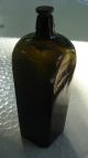 Antique Dark Olive Green Gin Coffin Glass Bottle Bottles photo 1