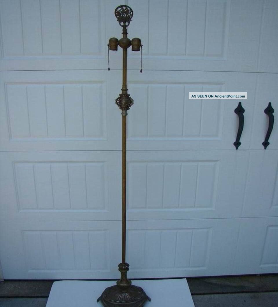 Antique Art Nouveau Rare Cast Iron Floor Lamp Exquisite Rare Finial Lamps photo