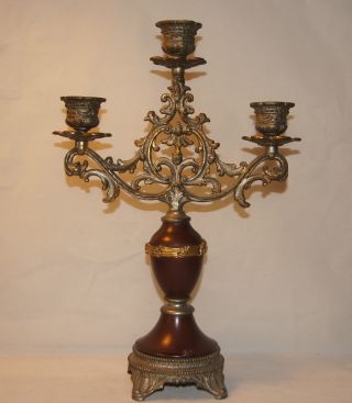 Antique French Victorian Floral 3 Arm Candelabra Stunning photo