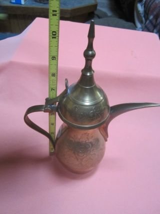 Vintage Brass Teapot / Pitcher Many Markings On Bottom Very Good Condition photo