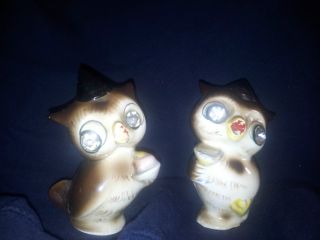 Owl Salt And Pepper Shaker Set With Crystal Eyes photo