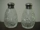 Vtg Antique Pressed Glass Salt & Pepper Shakers Marked Sterling Caps Made In Usa Salt & Pepper Shakers photo 6