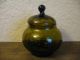Vintage Green Art Glass Apothecary Jar Compote W/ Lid Dish Jars photo 1