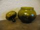 Vintage Green Art Glass Apothecary Jar Compote W/ Lid Dish Jars photo 5