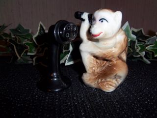 Vintage Salt & Pepper Shaker Made In Japan Monkey On The Phone photo