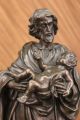 Real Bronze Metal Statue On Marble Holy Joseph God Baby Jesus Sculpture Biblical Metalware photo 4