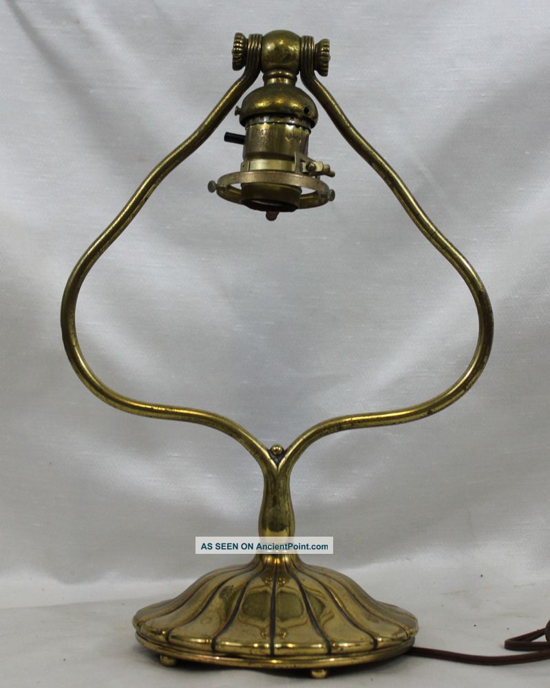 Bronze Tiffany Studios Lamp Base,  Harp Form Metalware photo
