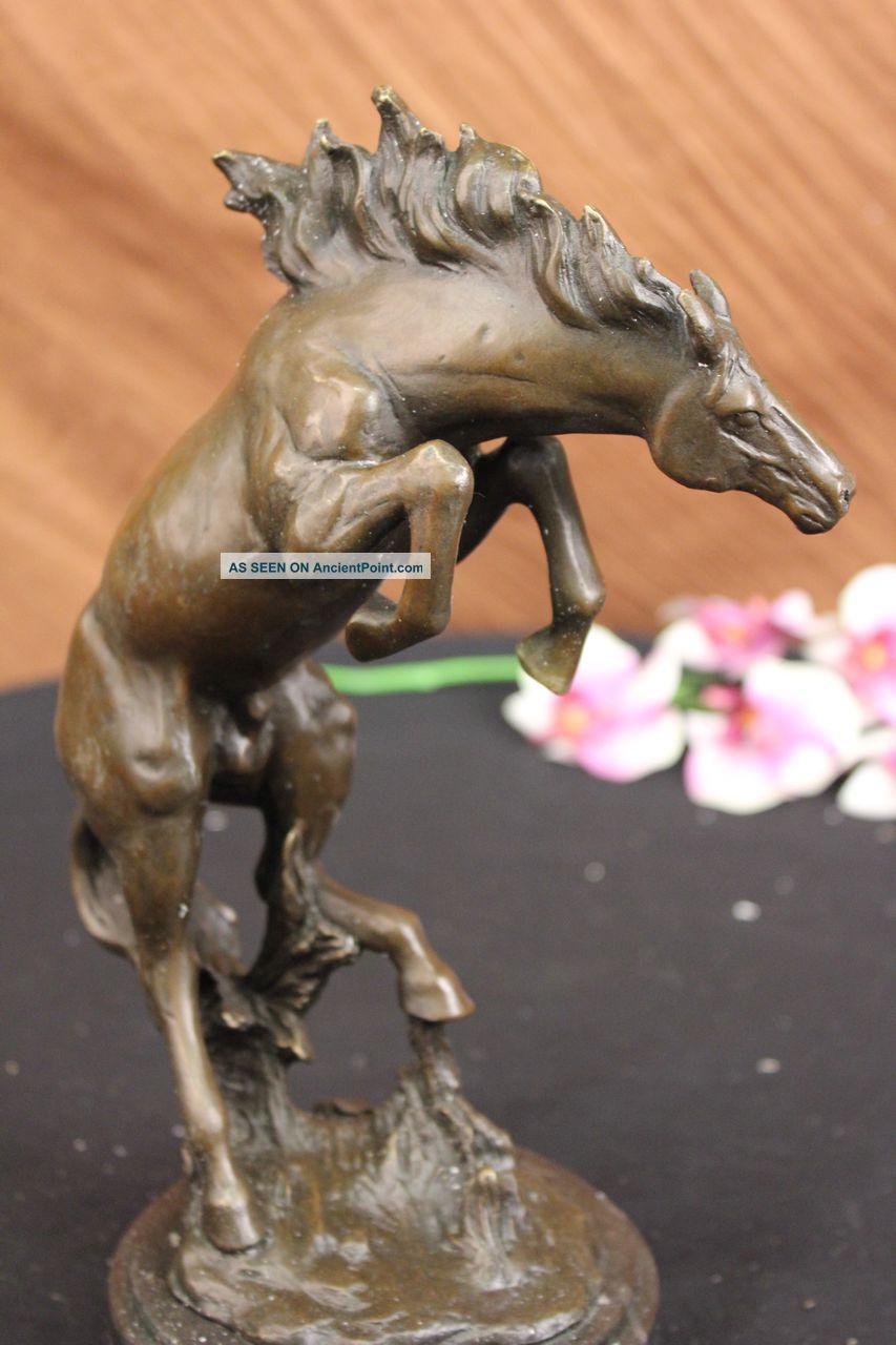 Bronze Marble Statue Western Art Cowboy Horse Rodeo Statue Figure Sculpture Art Metalware photo