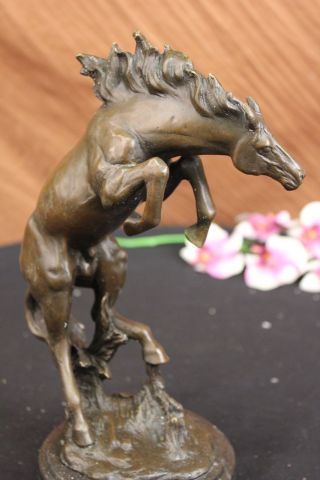 Bronze Marble Statue Western Art Cowboy Horse Rodeo Statue Figure Sculpture Art photo