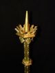 French Religious Gothic Candle Holder Crown Top.  19th.  Century Metalware photo 3