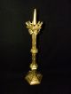 French Religious Gothic Candle Holder Crown Top.  19th.  Century Metalware photo 4
