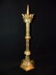 French Religious Gothic Candle Holder Crown Top.  19th.  Century Metalware photo 5