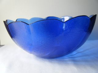 Royal Blue Glass Bowl With Scalloped Rim photo