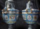 Pair Of Rich Antique Celestial Blue Sevres Porcelain Urns Lidded Vases C.  1860 Vases photo 1