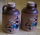 Vintage Ceramic Hunter & Dog Salt Pepper Shakers Jugs Crocks Hand Painted Relief Salt & Pepper Shakers photo 1