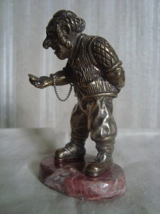 Bronze Silver - Plate Jew,  Hebrew (rabbi) Sculpture photo