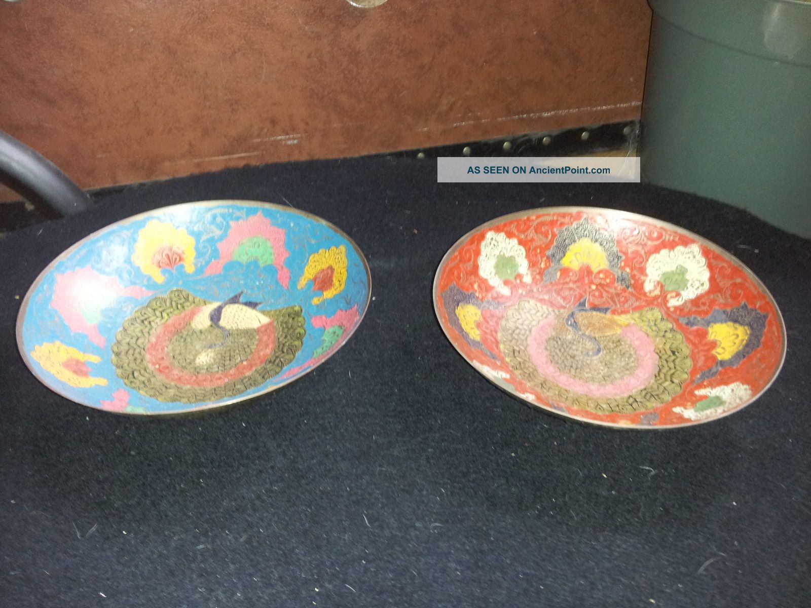 Set Of 2 Peacock Motif Bowls Metalware photo