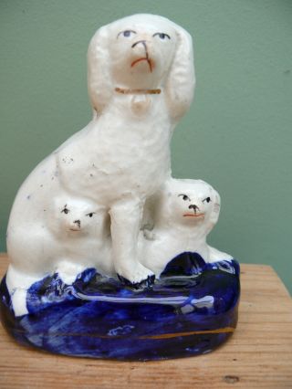 Mid 19thc Staffordshire Group Figure Of Poodle & Pups photo