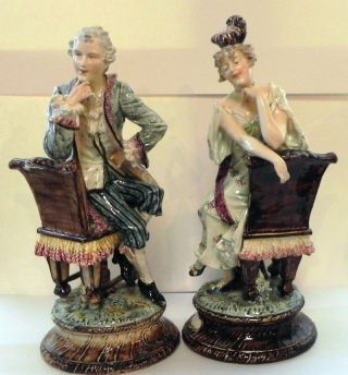Antique Perfection - 1800 ' S High Society Couple In Porcelain - Austria photo