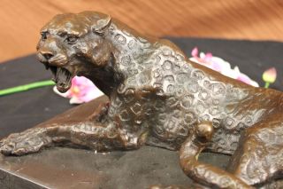 Bronze Marble Statue Panther Leopard Jaguar Cougar Big Cat Collector Artwork photo