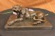 Bronze Marble Statue Panther Leopard Jaguar Cougar Big Cat Collector Artwork Metalware photo 1