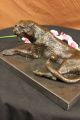 Bronze Marble Statue Panther Leopard Jaguar Cougar Big Cat Collector Artwork Metalware photo 7