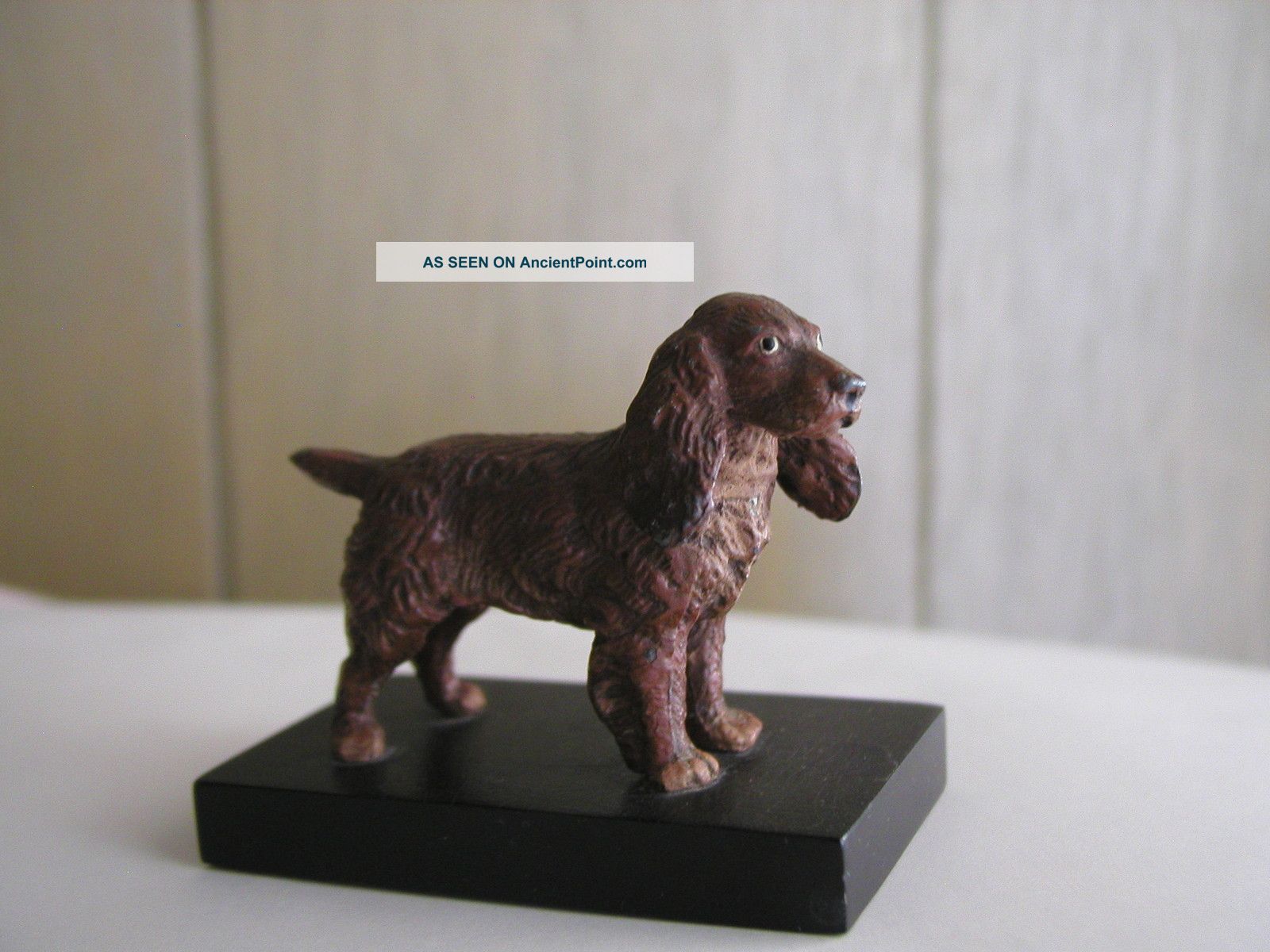 Antique Cast Iron Dog - Spaniel? Handpainted Mounted On Black Base Gc Hubley? Metalware photo