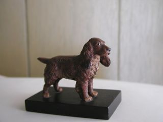 Antique Cast Iron Dog - Spaniel? Handpainted Mounted On Black Base Gc Hubley? photo