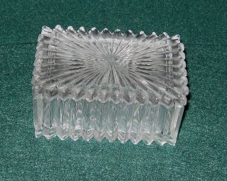 Vintage Heisey Glass Cigarette Box/trinket Box W/lid - Mint - Ridgeleigh Pattern photo