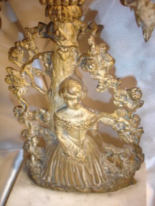 Antique Brass? Lady Figural 3 Candle Candelabra Marble Base photo