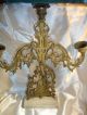 Antique Brass? Lady Figural 3 Candle Candelabra Marble Base Metalware photo 6