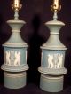 Pair Classical Blue And White Tole Lamps Lamps photo 1