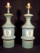 Pair Classical Blue And White Tole Lamps Lamps photo 4