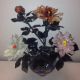 Chinese Cloisonne Agate,  Jade & Rose Quartz Flowers Tree (hand Made) - 16 
