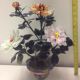 Chinese Cloisonne Agate,  Jade & Rose Quartz Flowers Tree (hand Made) - 16 