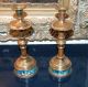 Antique Late 19th Century Longwy French Faience Enameled Candlesticks Metalware photo 2