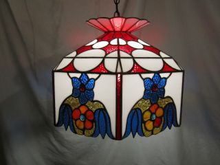 Mint - Tiffany Style Leaded Glass Decorative Lamp - 1961 - Signed & Registered photo
