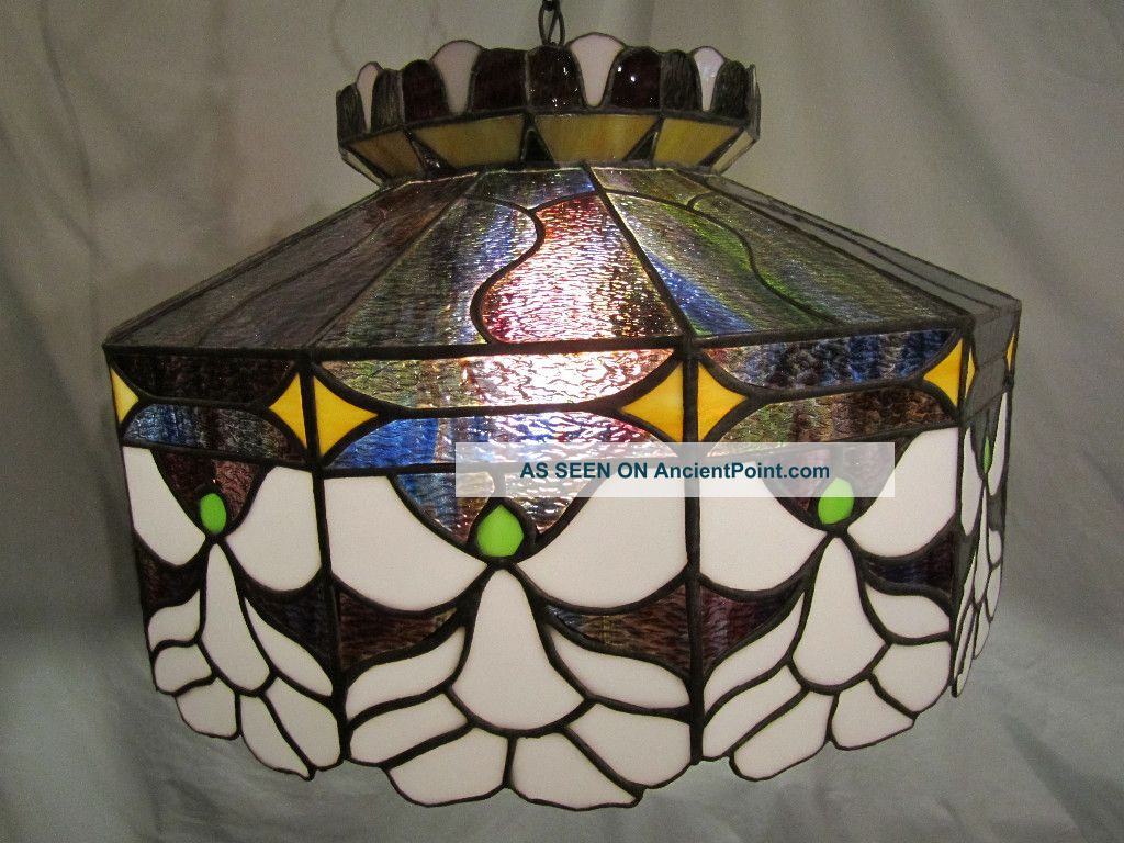 Mint Tiffany Style Leaded Glass Lamp - 